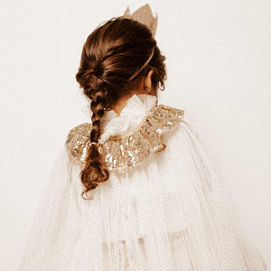 Мантия принцессы Mrs. Ertha "Golden Queen", белая с золотым, 3-6 лет